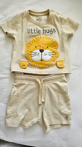 Baby cotton lion print top and shorts set - size 3-6 months