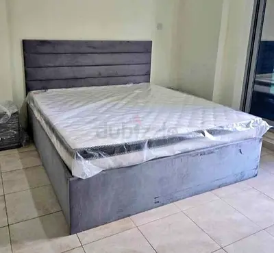 Grey Upholstered King Bed with Storage - Like New