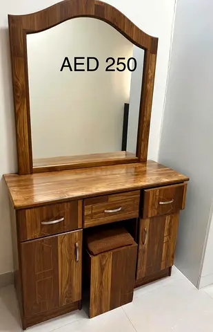 Wooden Dressing Table with Mirror and Stool - Good Condition