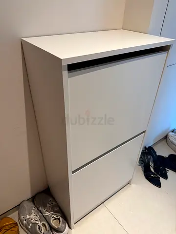 White 2-Drawer Cabinet (for shoes)  / Nightstand - Good Condition