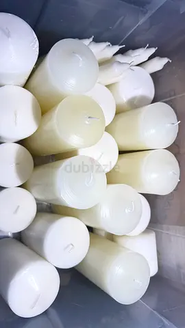 Bundle of white pillar candles - assorted sizes, unused