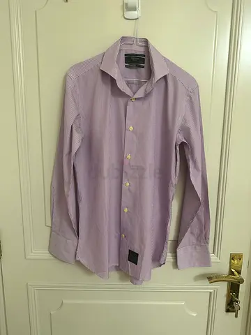 Men's light purple striped dress shirt - size M