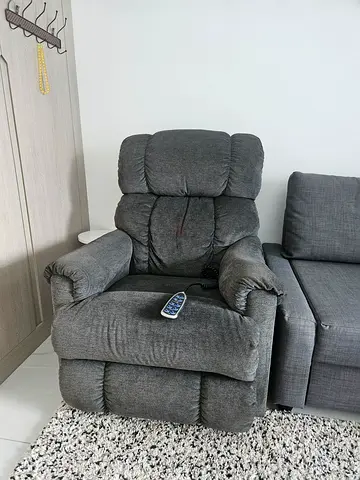 Gray Electric Recliner Armchair - Comfortable Single Seat with Remote