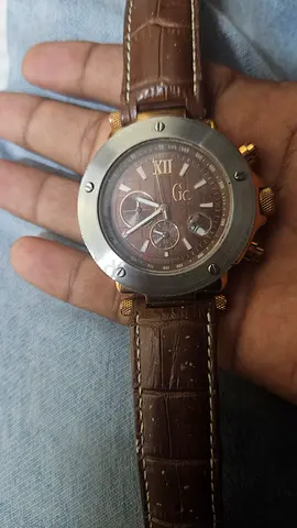 GC men's chronograph wristwatch with brown leather strap