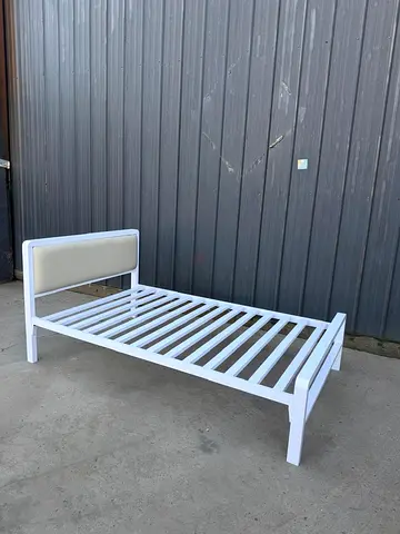White Single Bed Frame with Padded Headboard