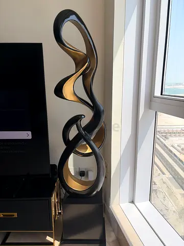 Modern black & gold abstract decorative sculpture — stylish home decor