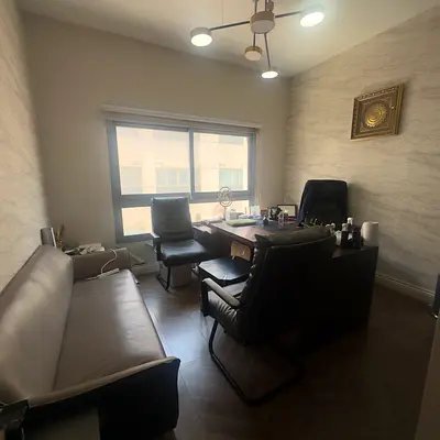 Office furniture set — desk, 1 executive chair, 2 guest chairs  (used) - sofa not included.