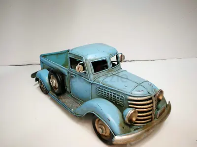 Vintage Style light blue truck Metal Model Car
