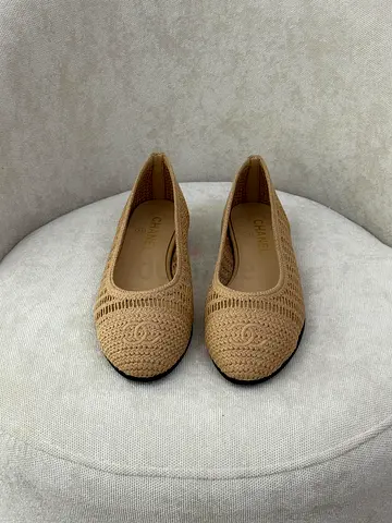 Beige Chanel Crochet Ballet Flats - Size Unknown
