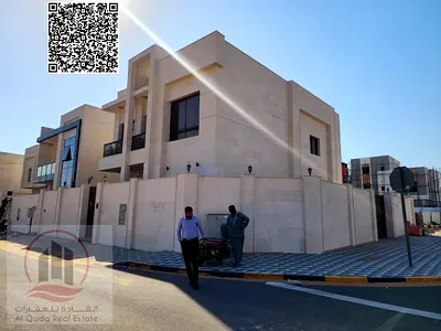 For sale in Al Zahia area | Modern corner villa, first occupancy, 5 bedrooms, living room and majlis