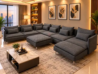 Big Living Room U-Shape Sofa
 Perfect for large living rooms. Comfortable seating, removable-style c