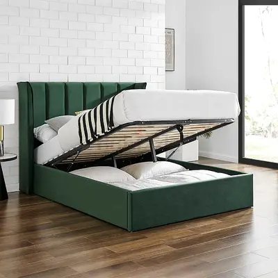 Top curved wings double size hydraulic bed frame