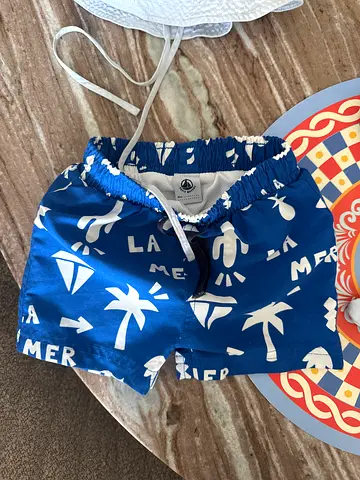 Petit Bateau Blue toddler swim shorts with elastic waist, good condition