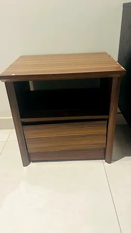 Wooden finish bedside nightstand with drawer