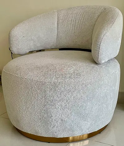 Bouclé Swivel Accent Chair - Gold Base