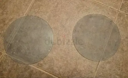 Pair of round stovetop/burner glass covers  for Shoreline Buildings, Palm Jumeirah