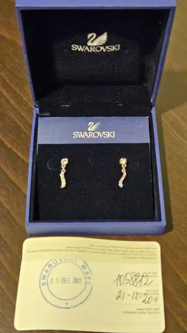 Authentic Swarovski Crystal Drop Earrings with Original Box & Certificate
