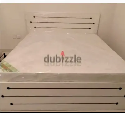 White double bed with mattress - good condition