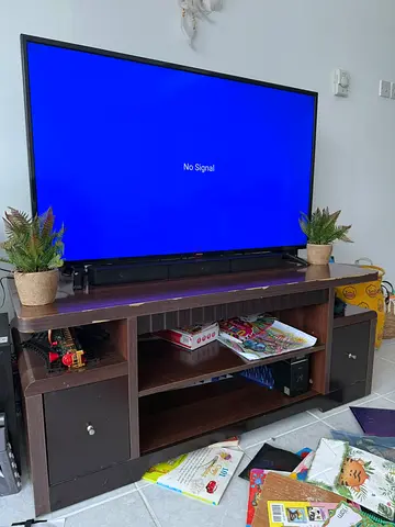 Wooden TV Unit / Entertainment Console - Brown, Fair Condition