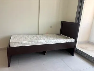 Single wooden bed frame with mattress - good condition