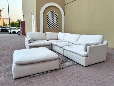 Home Center Feather filled Sofa Beige
