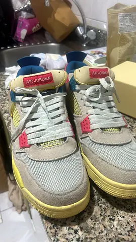 Air Jordan 4 style sneakers — multicolor, used