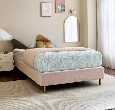 Pink velvet bed