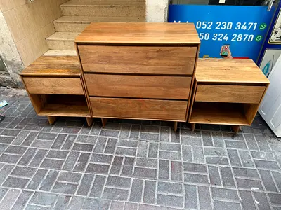 West elm Wooden Dresser with Two Matching Nightstands