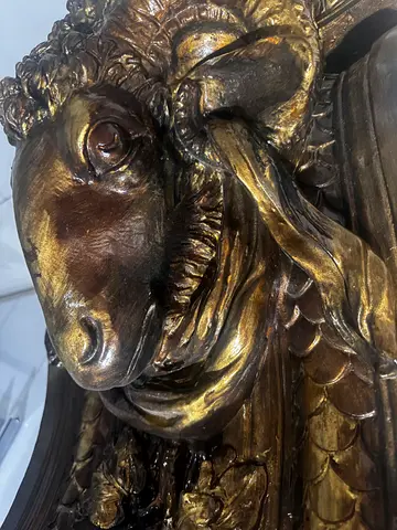 Large Ornate -Colored Ram Head Wall Corbel / Decorative Bracket