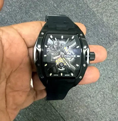 Police men's black automatic-style watch with rubber strap Limited Edition only 1 of 5000 pieces