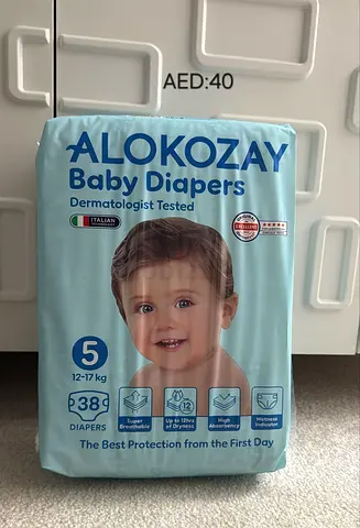 Alokozay Baby Diapers Size 5 (12-17kg) - 38pcs, Unopened Pack