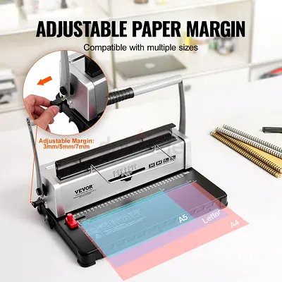 VEVOR Coil Spiral Binding Machine Manual Book Maker 34-Holes Binding 120 Sheets