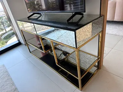 Mirrored Gold Frame Console / TV Unit in Good Condition
