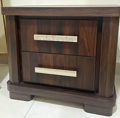 Set of 2 - Modern Walnut Finish Two-Drawer Nightstands