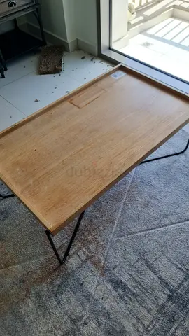 Modern Wooden Coffee Table with Metal Hairpin Legs