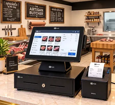 NCR POS System with Cash Drawer and Receipt Printer - Ready for Retail