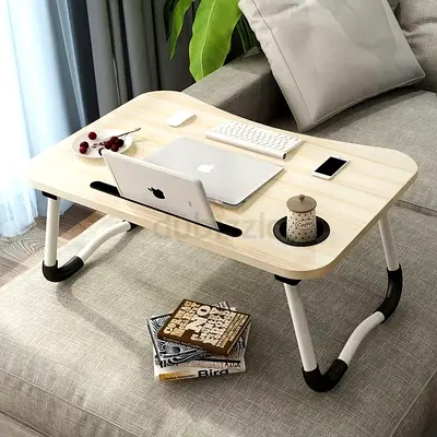 Modern Portable Laptop Bed Tray Table with Tablet Holder & Cup Holder
