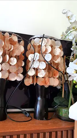 Pair of Capiz Shell Table Lamps. Preloved. AED 330 Only. For Both. Free Delivery!