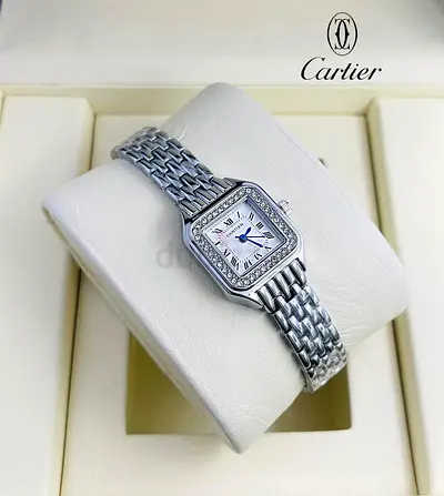 Cartier Panthère Style Ladies Luxury Watch – Silver Bracelet & Crystal Bezel