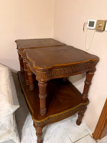 Set of three wooden tables
