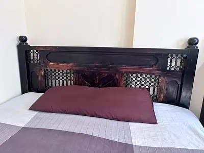 Solid Wood King Size Headboard with Carved Design