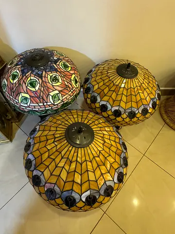 Set of 3 Tiffany-style stained glass lamp shades