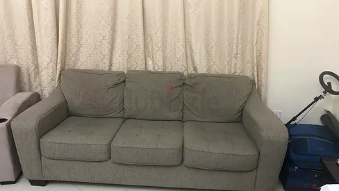 3-Seater Grey Fabric Sofa in Good Used Condition