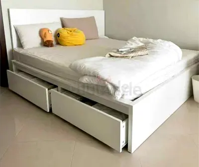 Ikea Queen size bed with mattress and storage drawers