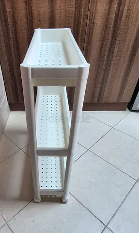 Slim 3-Tier IKEA Plastic Storage Shelf - White, Lightweight