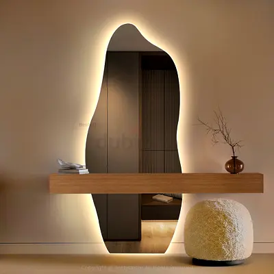 Backlit Organic Shaped Wall Mirror