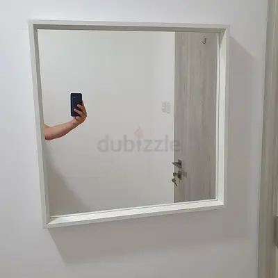 Ikea NISSEDAL Mirror, white, 65x65 cm. Square Wall Mirror with White Frame - Good Condition.