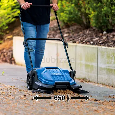 Scheppach S800 Push Sweeper 650mm Width, 3-Brush System, 20L Container, Manual Outdoor Sweeper