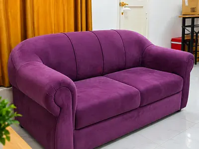 2-Seater Purple Sofa – Comfortable & Stylish – Excellent Condition