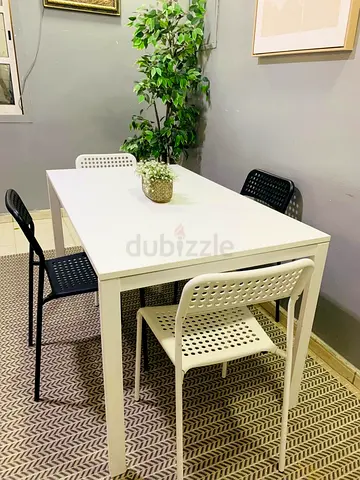 IKEA INGATORP-style White Dining Table with 4 Chairs